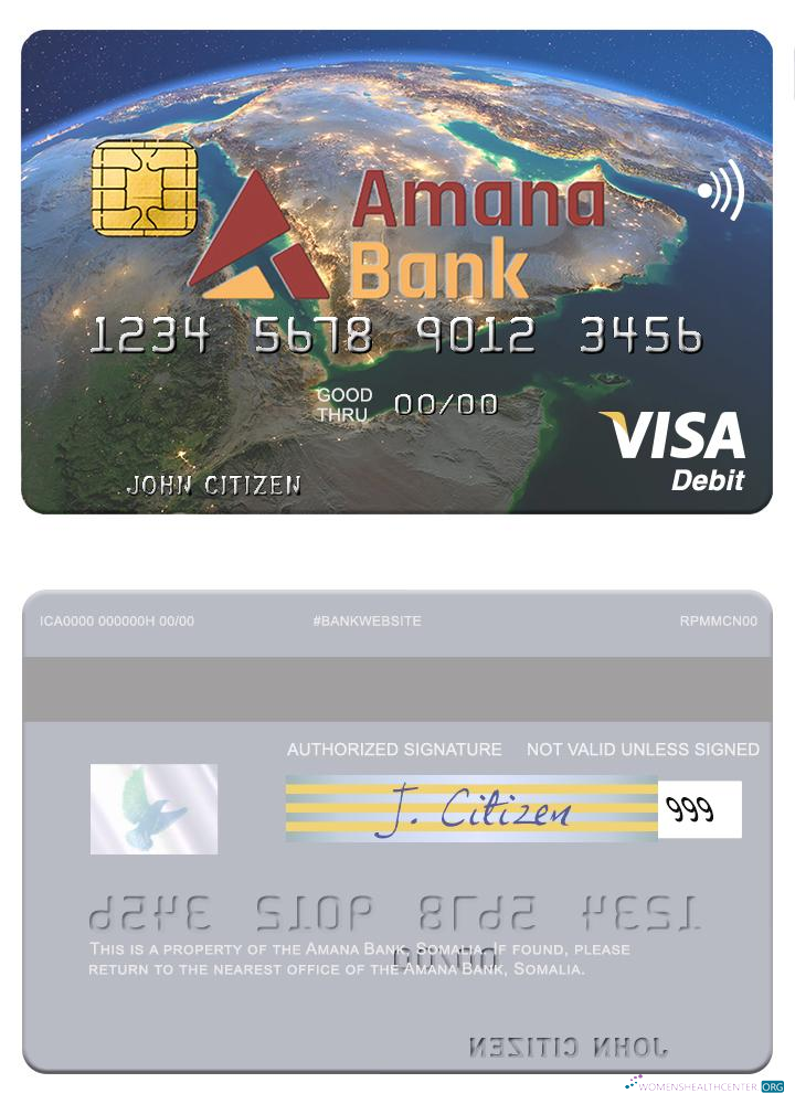 Download Somalia Amana Bank visa debit card Photoshop template